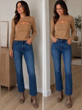 HOST PICK! INC Ribbed Cutout Crewneck Long Sleeve Sweater Warm Toffee Camel XL